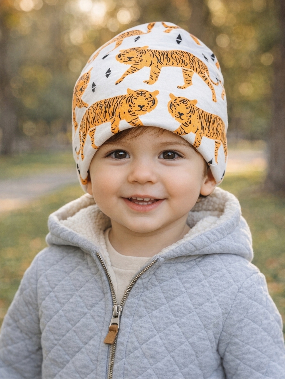 Kids Tales Tiger Print Beanie Hat | Soft Stretch Toddler/Child Cap | NEW